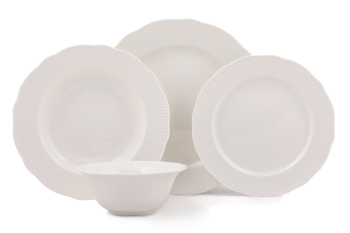 Hermia Juego de Cena de Porcelana de 24 Piezas Blanco Hermia Juego de Cena de Porcelana de 24 Piezas Blanco